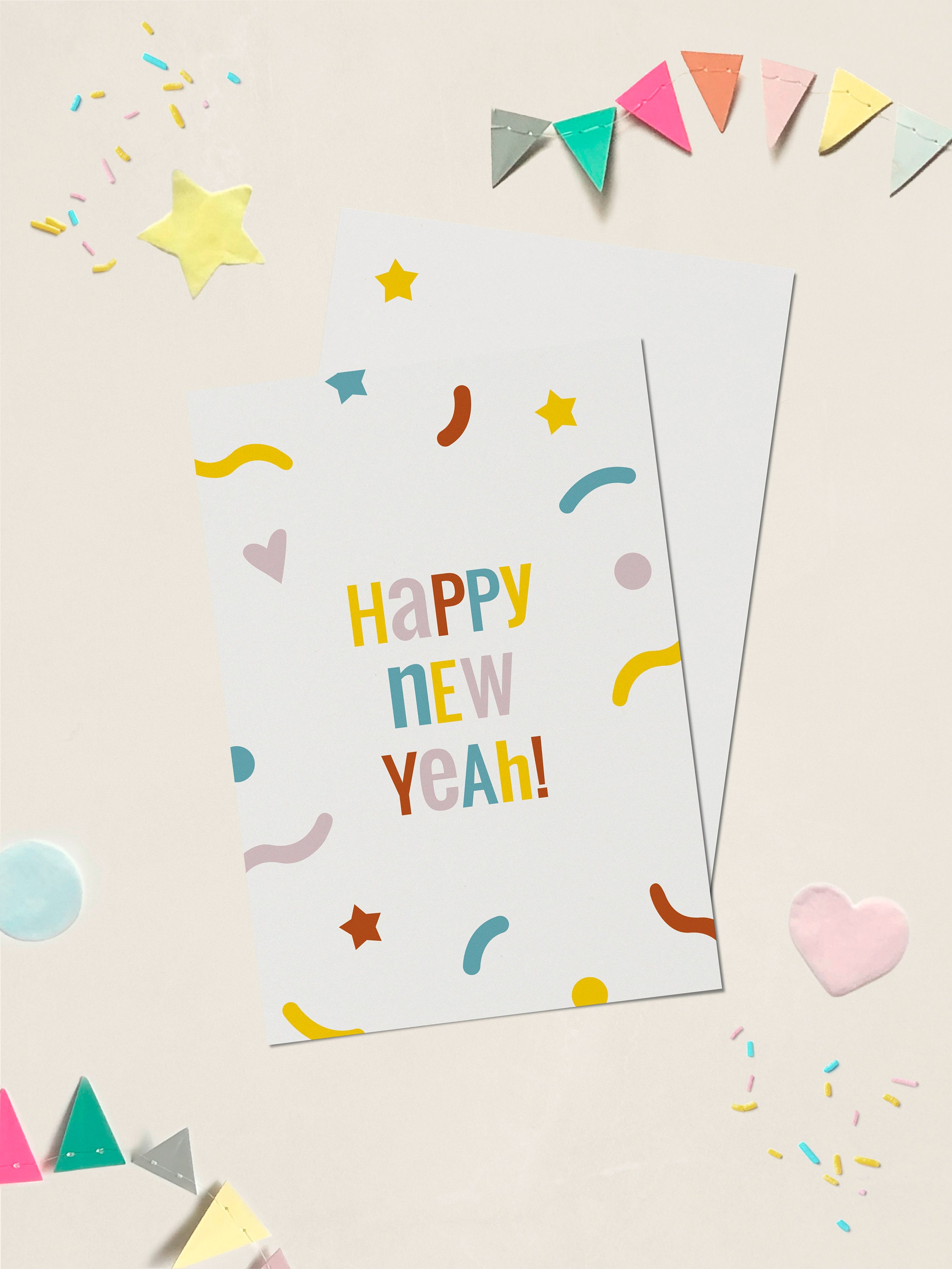 Postkarte Happy New Yeah – Silvester Neujahrskarte Neujahrsgruß