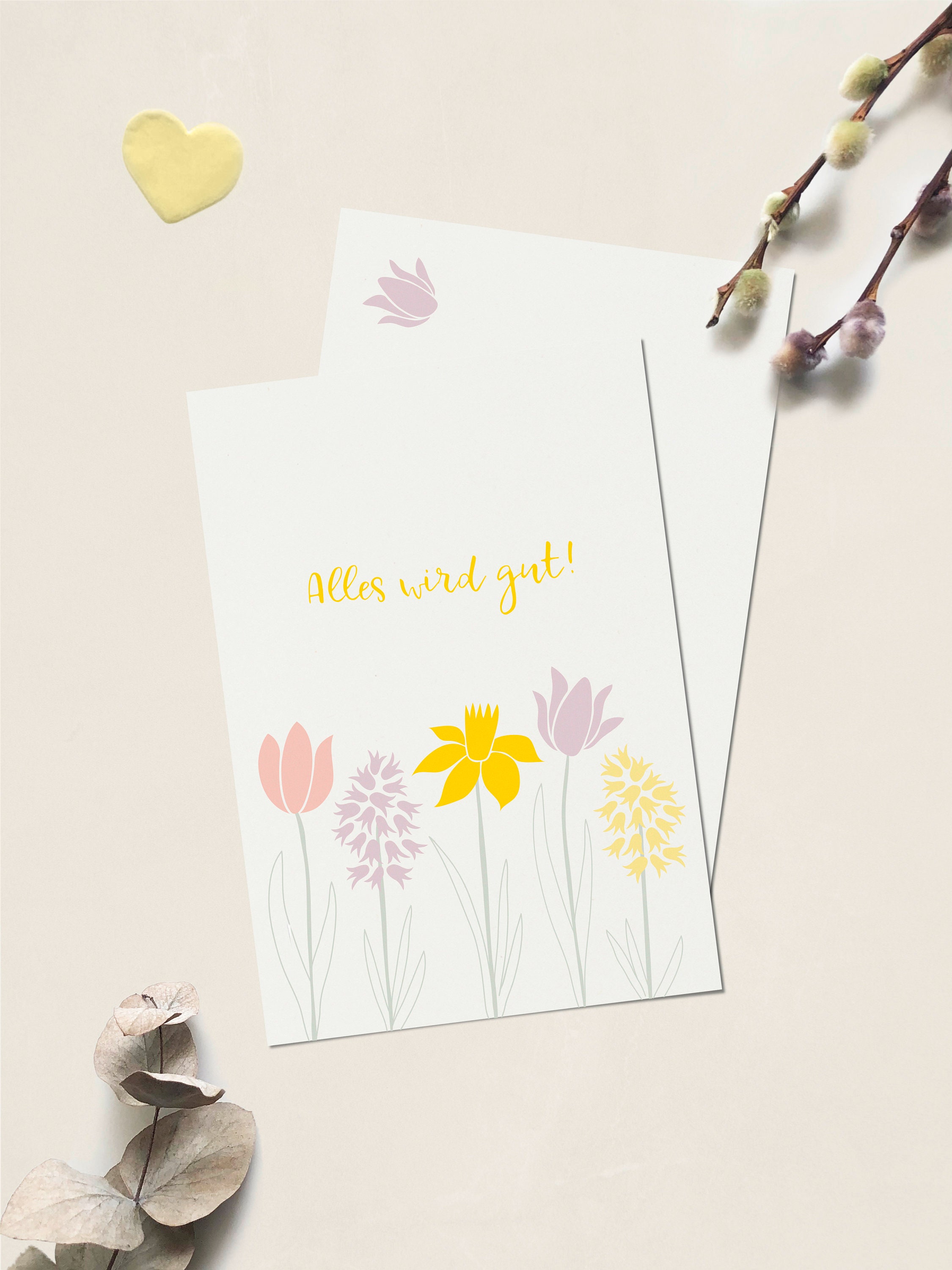 Postkarte Frühling Blumen, "Alles wird gut!"
