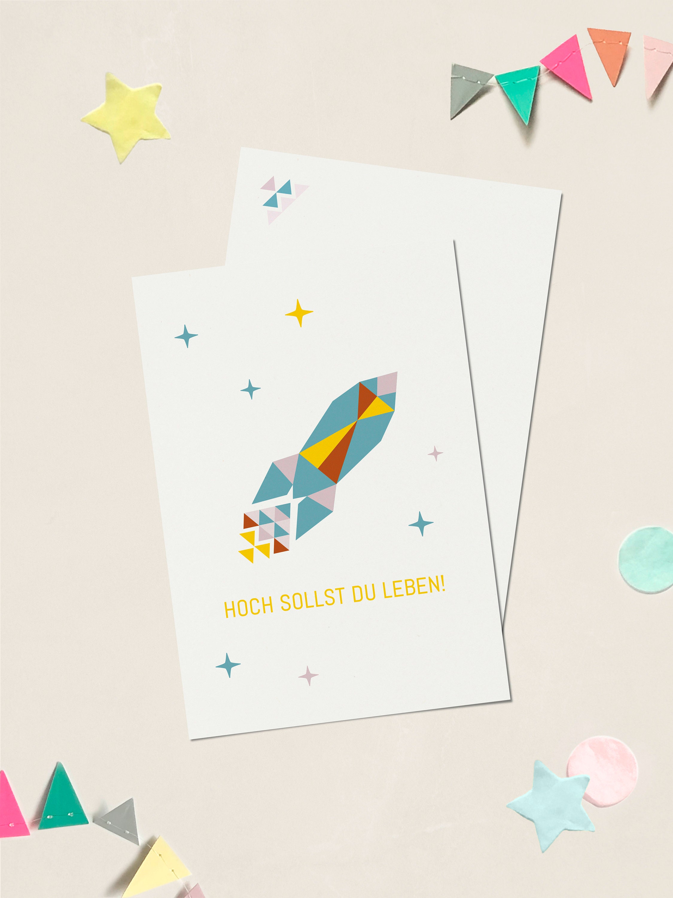 Postkarte Geburtstag, Rakete – Hoch sollst du leben