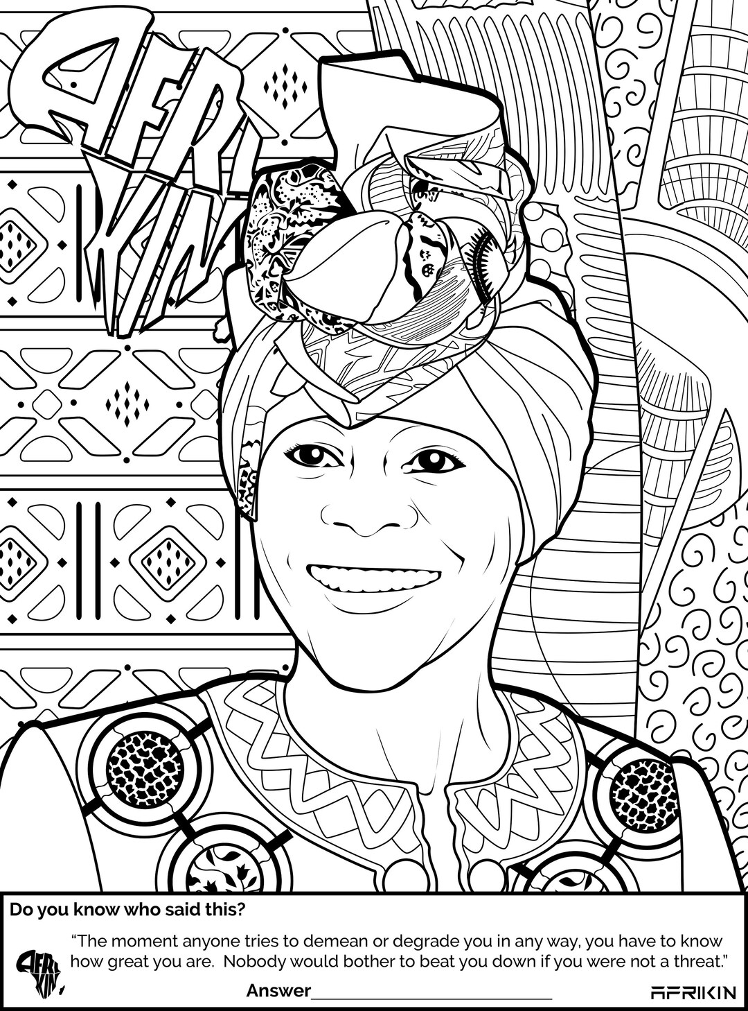 Adult Coloring Page (instant Download), Printable Black African Icons ...