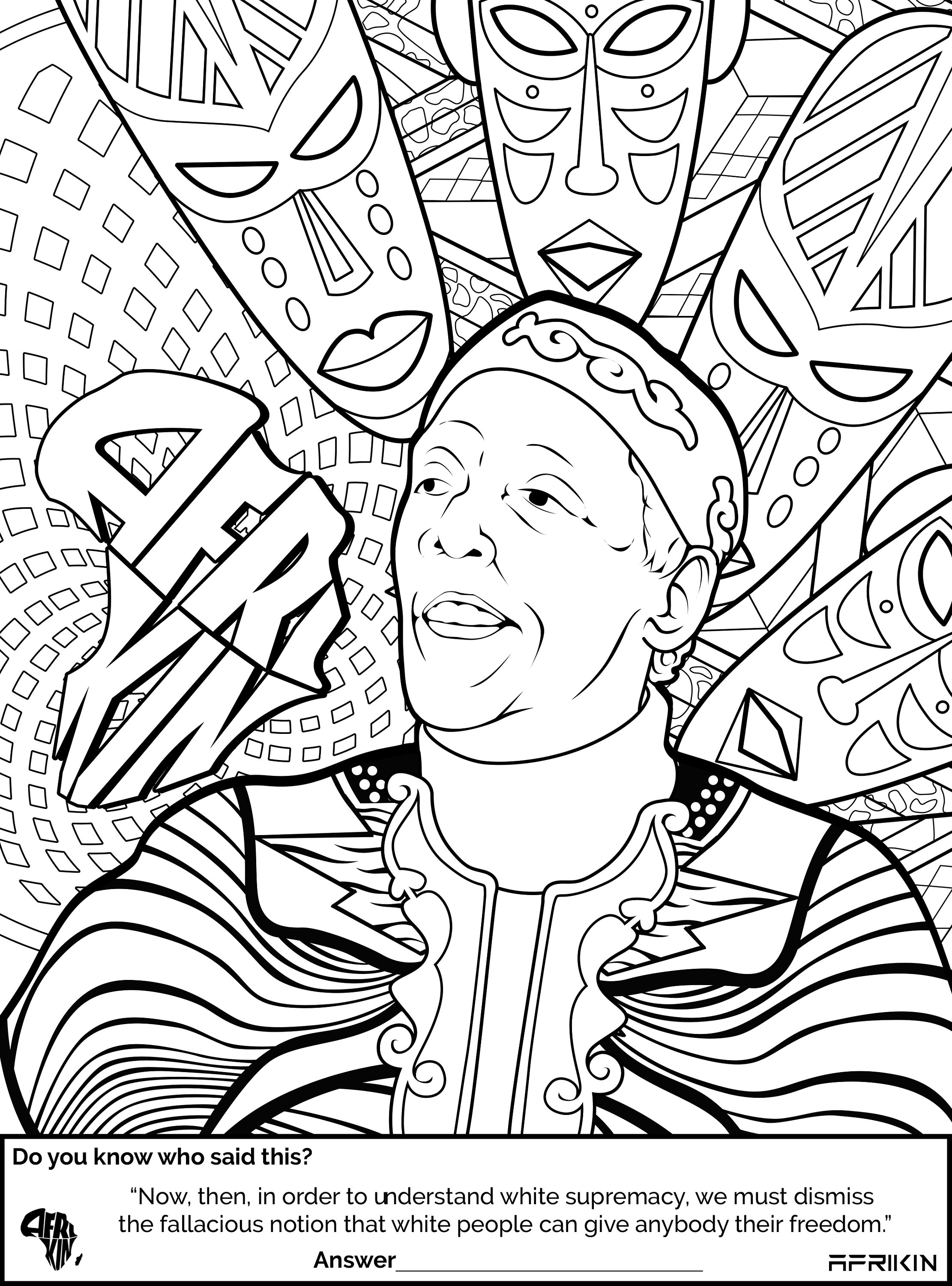 Adult Coloring Page (instant Download), Printable Black African Icons ...
