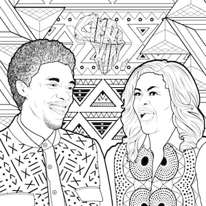 Adult Coloring page (Instant Download), printable Black African Icons of our AfriKin - Icons 100