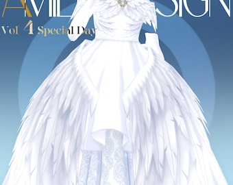 Vroid outfit set of WHITE SWAN Dress [Vroid Stable Ver.] Custom Items & Textures