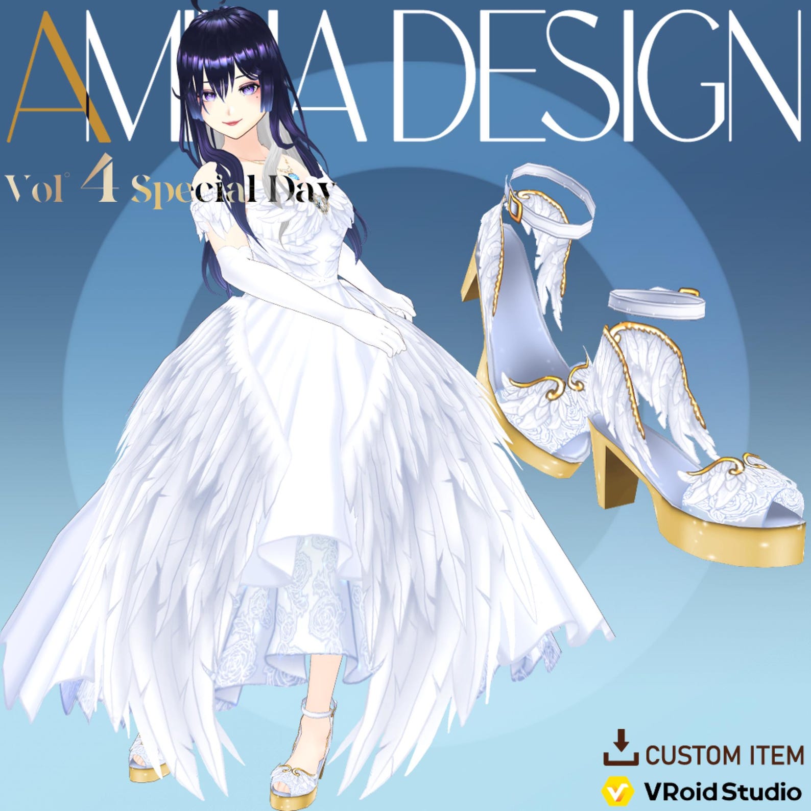 Vroid Outfit Set of WHITE SWAN Dress [vroid Stable Ver.] Custom Items ...
