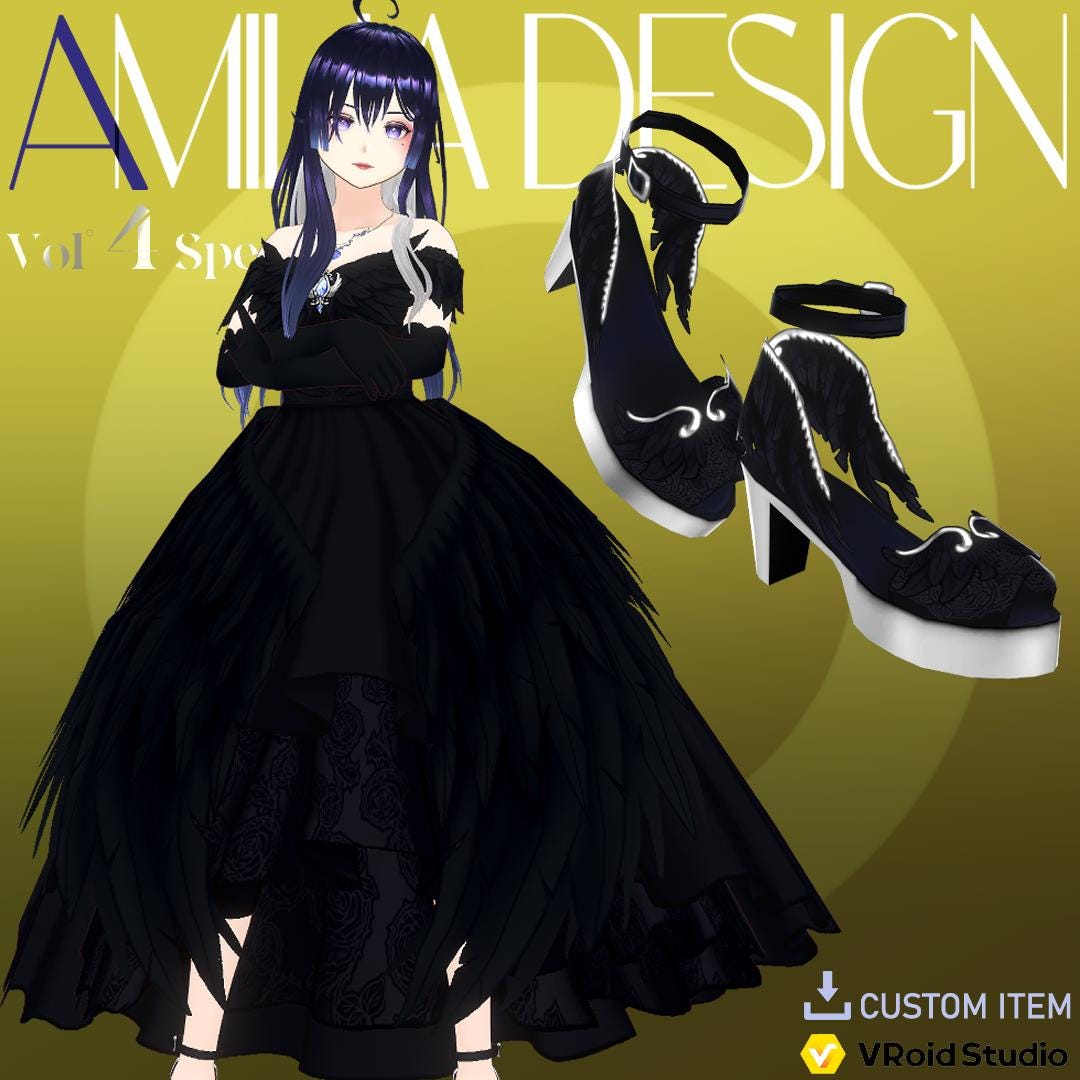 Vroid Outfit Set of Black Crow Dress [vroid Stable Ver.] Custom Items ...