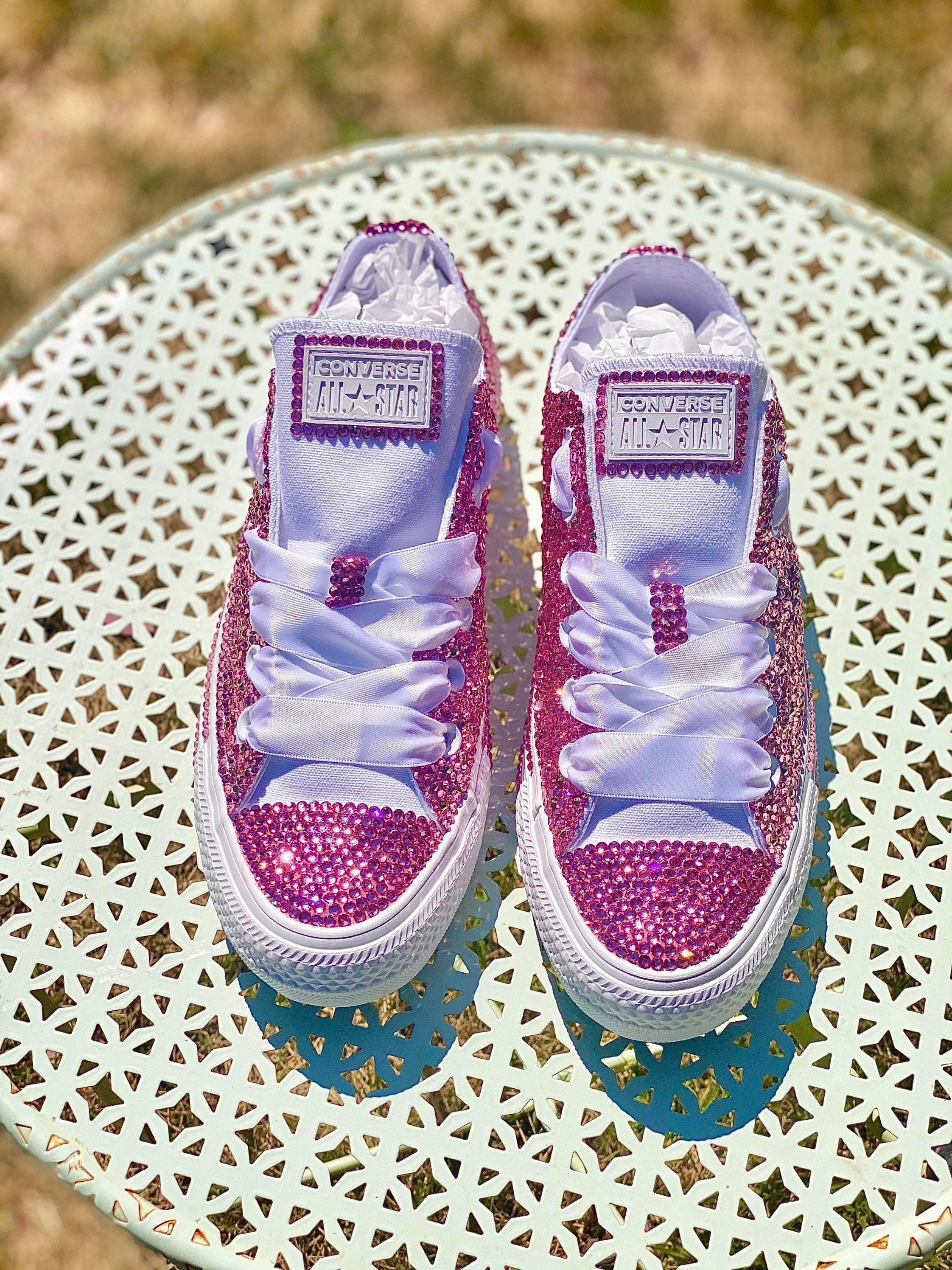 blinged out pink converse
