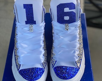 royal blue sparkly converse