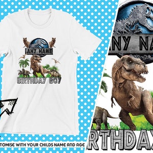 Jurassic Park Jungen und Mädchen Kinder Geburtstag Personalisiertes T-Shirt Neuheit alles Gute zum Geburtstag Tee