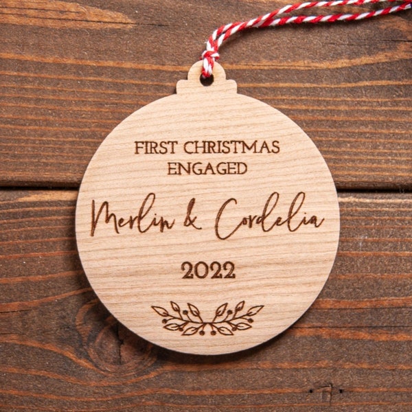 Our First Christmas Engaged Ornament, 1st Christmas Married Christmas Bauble, Custom Engagement Gifts, Gift for Couples, Unique Gift Idea