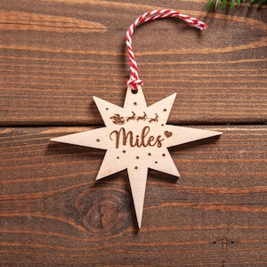 Personalised Christmas Bauble, Christmas Tree Ornament, Christmas decoration, Christmas 2024, Gift Tag, Northern Star Shape, Polaris Star