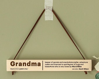 Grandma Definition Solid Wood, Grandma Gift, Personalised, Home Decor, Shelf Decoration, Unique House Warming Gift Idea, Wall Hanging Quote