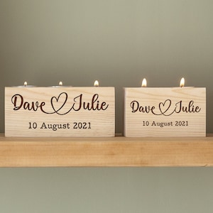 Gift for Couples, Valentine's Day Gift, Gift For Her, Gift For Him, Anniversary Gift Idea, Personalised Wood Candle Tealight Holders