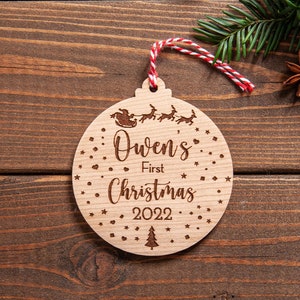 Personalised Baby&#39;s First Christmas Decoration, First Christmas Baby Ornament 2024, 1st Christmas Bauble, New Baby Christmas Gift idea