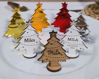 パーソナライズされたミラーアクリル/木製クリスマスツリーの名前