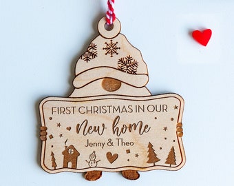 First Christmas New home, Christmas Bauble, New Home Christmas Ornament, Housewarming Gift, New Home Gift, Christmas Gonk Gnome, Keepsake