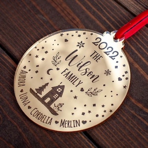 Personalised Family Christmas Bauble – Engraved Snowglobe-Inspired Ornament