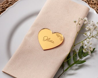 Personalised Place Names, Heart Shape Wedding Place Card, Table Place Name, Guest Seating, Unique Wedding Favours, Wedding Table Decor