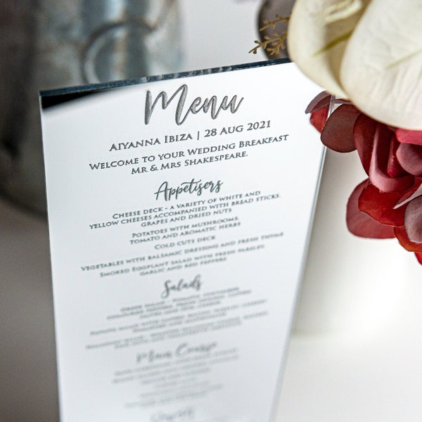 Wedding Menu, Event Décoration, Wedding Table Décor Sign, Wedding Breakfast Table Centrepiece, Standing Menu, Table Menu, Unique Menu Idea