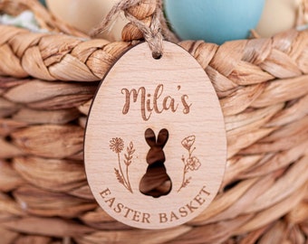 Easter Basket Tag, Easter Egg Hunt Label, Wooden Baby Easter Gift, Easter Keepsake, Kids Easter Favours, Easter Bunny Tag, Personalised Tags