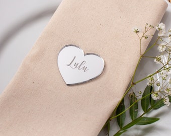 Personalised Place Names, Heart Shape Wedding Place Card, Table Place Name, Guest Seating, Unique Wedding Favours, Wedding Table Decor