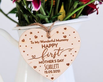 Personalised Mother's Day Gift, Personalised Flower Tag, Keepsake Gift To Mum, Heart Shape, Custom Tag, Wooden Tag, Unique Gift Idea to Mum