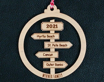 Personalised Travel Places Sign Post Bauble – Couple Christmas Ornament | The Places We’ve Been Gift