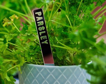 Plant Marker Mirror Acrylic, Herb Garden Marker Stake, Garden Labels, Vegetable Markers, Summer Garden, Staycation, Garden Party Decoration