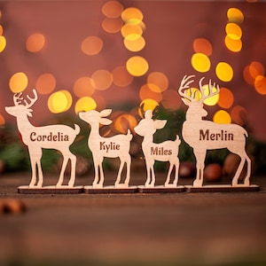 Segnaposto natalizi personalizzati con renne, nomi dei posti a sedere per la tavola di Natale, decorazioni natalizie, regali ricordo, decorazioni per la tavola, bomboniere