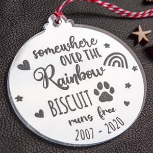 Pet Remembrance Bauble, Somewhere over the rainbow, bereavement Bauble, Christmas Decoration, Remembrance Gift, Pet Loss, Silver, CX19
