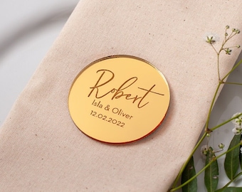 Personalised Place Names, Circle Wedding Place Card, Natural Table Place Name, Guest Seating, Unique Wedding Favours, Wedding Table Decor