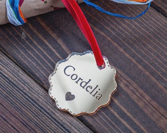 Gold Mirror Christmas Gift Tag: Personalized Acrylic Bauble Ornament