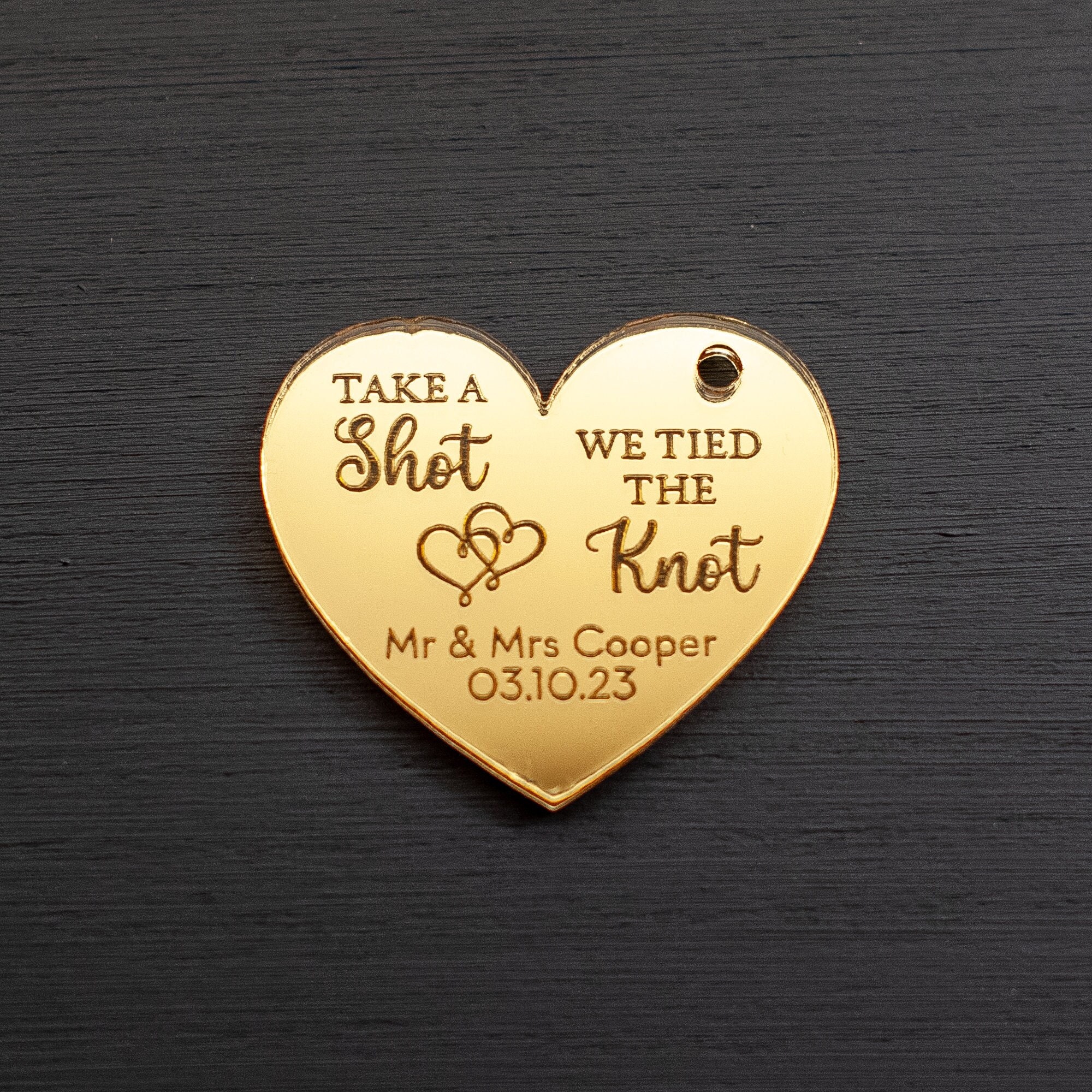 Personalised Wedding Favor Tags: Mirrored Acrylic Shot Bottle Decor ...