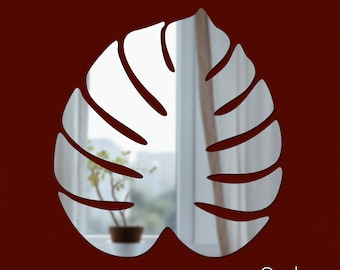 Monstera Mirror: Silver Acrylic Plant Wall Art