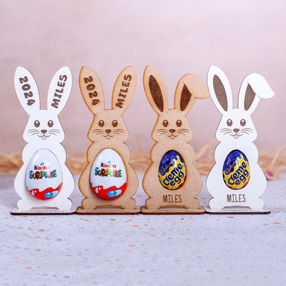 Personalised Easter Egg Holder, Creme Holder Decoration, Kinder Hunt Gifts Kid Boy Girl, Gifts for Daughter Granddaughter Grandson