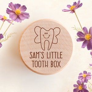 Tooth Fairy Box, Personalised, Wooden Tooth Box, Engraved Keepsake Box, Wood trinket, Solid Wood Pot, Lost Tooth Holder, New Baby Gift, TF08