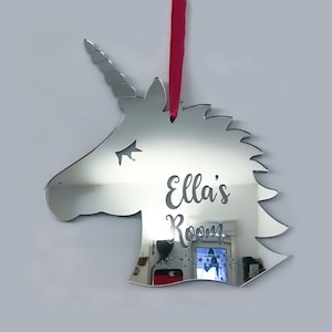 Einhorn-Spiegel-Wanddekoration, personalisierter Acrylspiegel, Mädchen-Jungen-Schlafzimmer, Kinderzimmer-Wanddekoration, Wandschild, bruchsicherer Spiegel