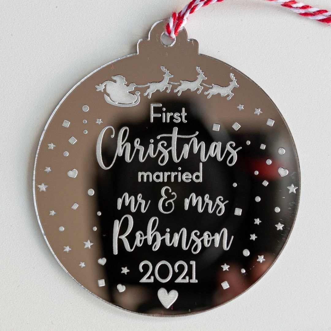 Personalised First Christmas Mr & Mrs Christmas Tree - Etsy UK