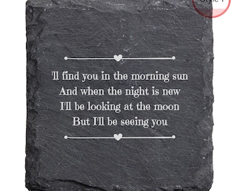 Letras de canciones en posavasos de pizarra, regalo de San Valentín, regalo para ella, regalo para él, regalo de boda, regalo para alguien especial, aniversario