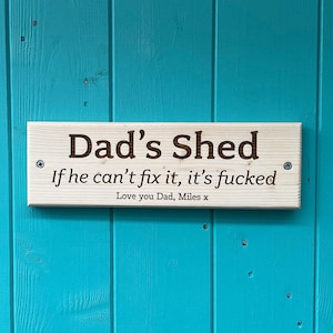 Personalized Dad&#39;s Shed Sign: Rustic Handyman Gift
