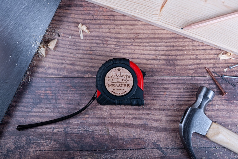 Fathers Day Gift, Personalised Tape Measure, Laser engraved with Loved Beyond Measure