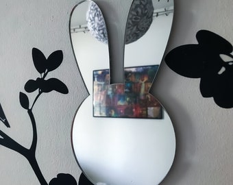 Bunny Mirror Wall Decoration, Rabbit Acrylic Mirror, Girls Boys Bedroom, Nursery Wall Décor, Wall Sign, Shatterproof Mirror