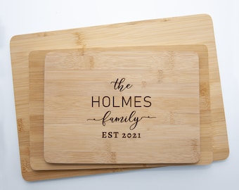 Personalised Bamboo Family Name Engraved Chopping Board, Serving Board, Couple Wedding Gift, Custom Serving Board, Unique Gift Idea B10