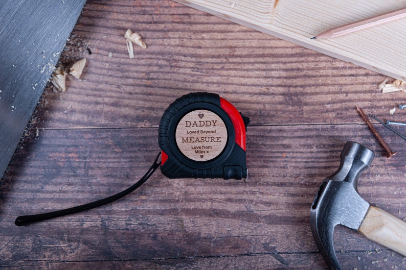 Fathers Day Gift, Personalised Tape Measure, Laser engraved with Loved Beyond Measure