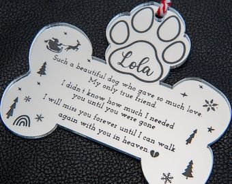 Pet Remembrance Bauble, In Loving Memory of Family Pets, bereavement Bauble, Christmas Decoration, Remembrance Gift, Pet Loss, Paw and Bone