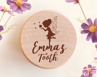 Tooth Fairy Box, Personalised, Wooden Tooth Box, Engraved Keepsake Box, Wood trinket, Solid Wood Pot, Lost Tooth Holder, New Baby Gift, TF06