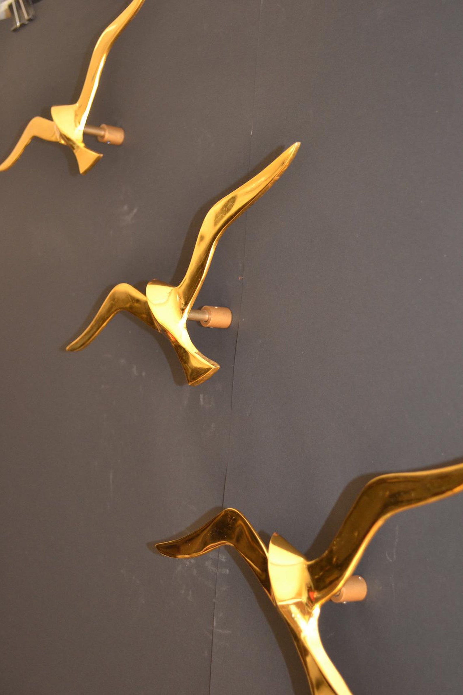 3 Pc Wall Decor In Brass With Gold Plating Metal bird Wall Etsy