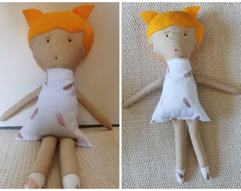 Mixed-race doll in felt and cotton