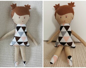 Mixed-race doll in felt and cotton