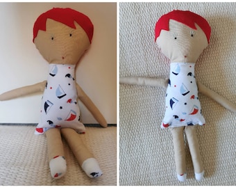 Mixed-race doll in felt and cotton