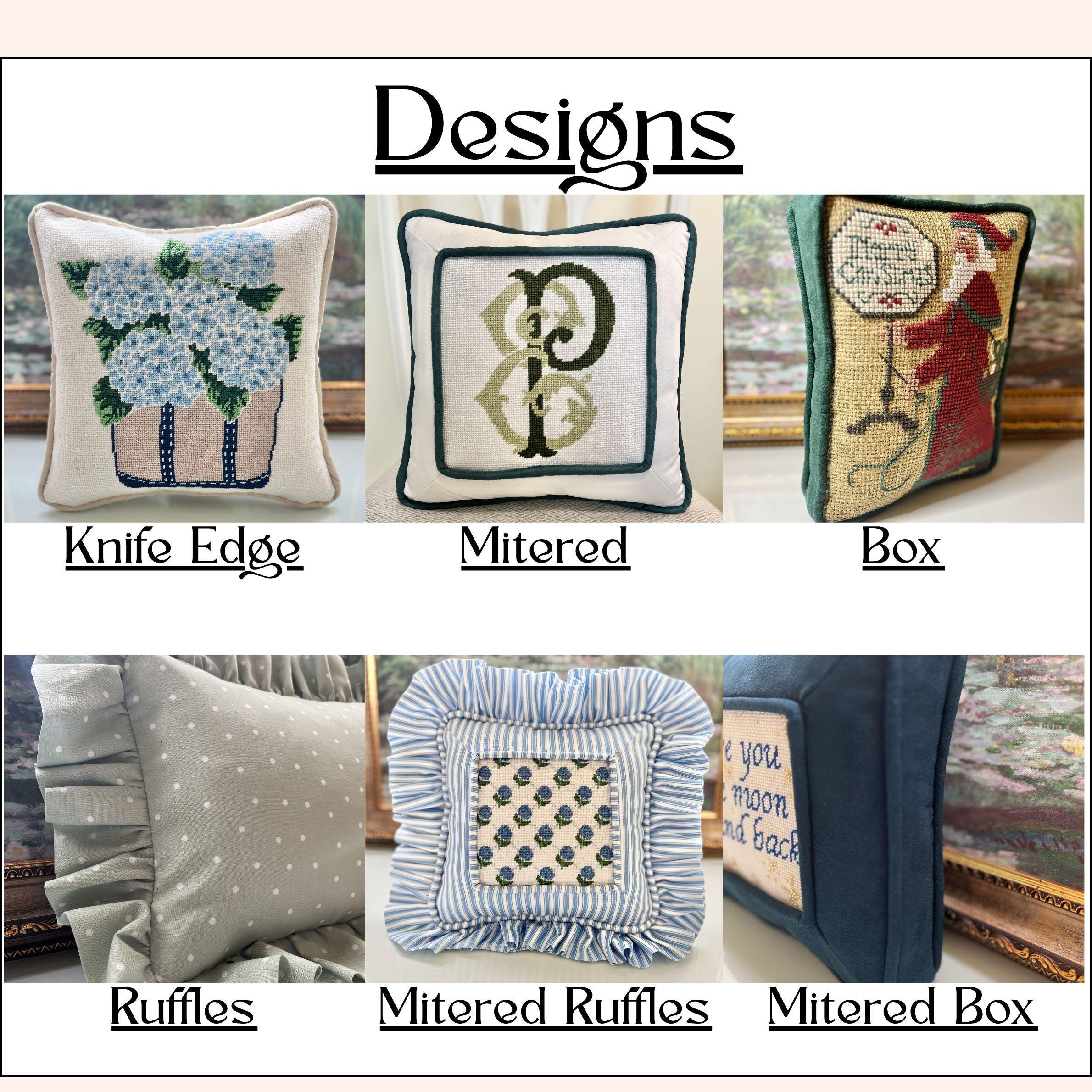 Needlepoint Pillow Finishing Service. Experienced Hand Sewing